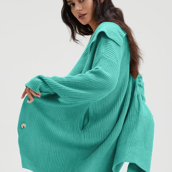 DEEP SELF Women's Long Sleeve Open Front Cardigan 2023 Fall Casual Loose Button - Picture 3 of 6